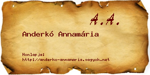 Anderkó Annamária névjegykártya